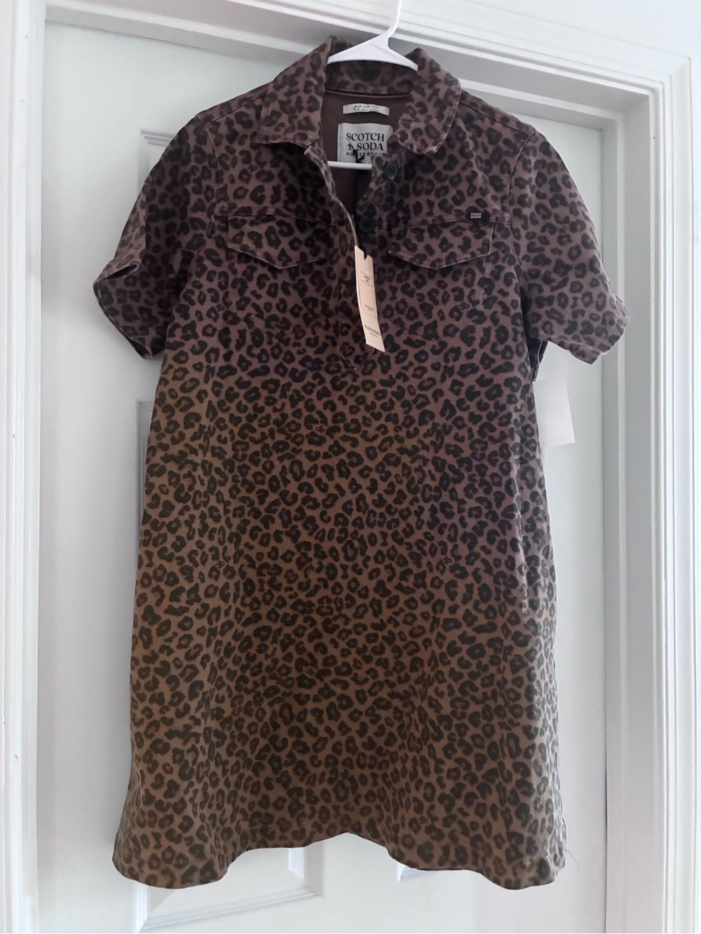 Scotch & Soda Brown and Black Leopard Print Button-Up Top - Picture 2 of 4